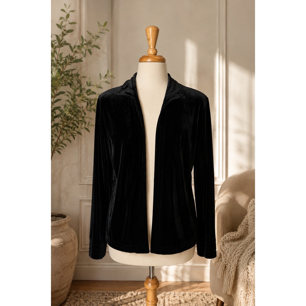 Harve Benard Black Velvet Open Front Cardigan Jacket Womens XL
Soft Classic